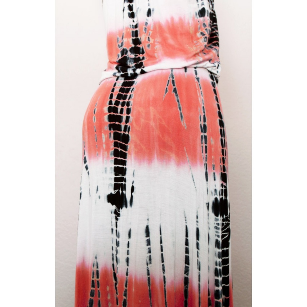Tie Dye Soft Jersey Knit Boho Strapless Maxi Dress - Picture 4 of 8